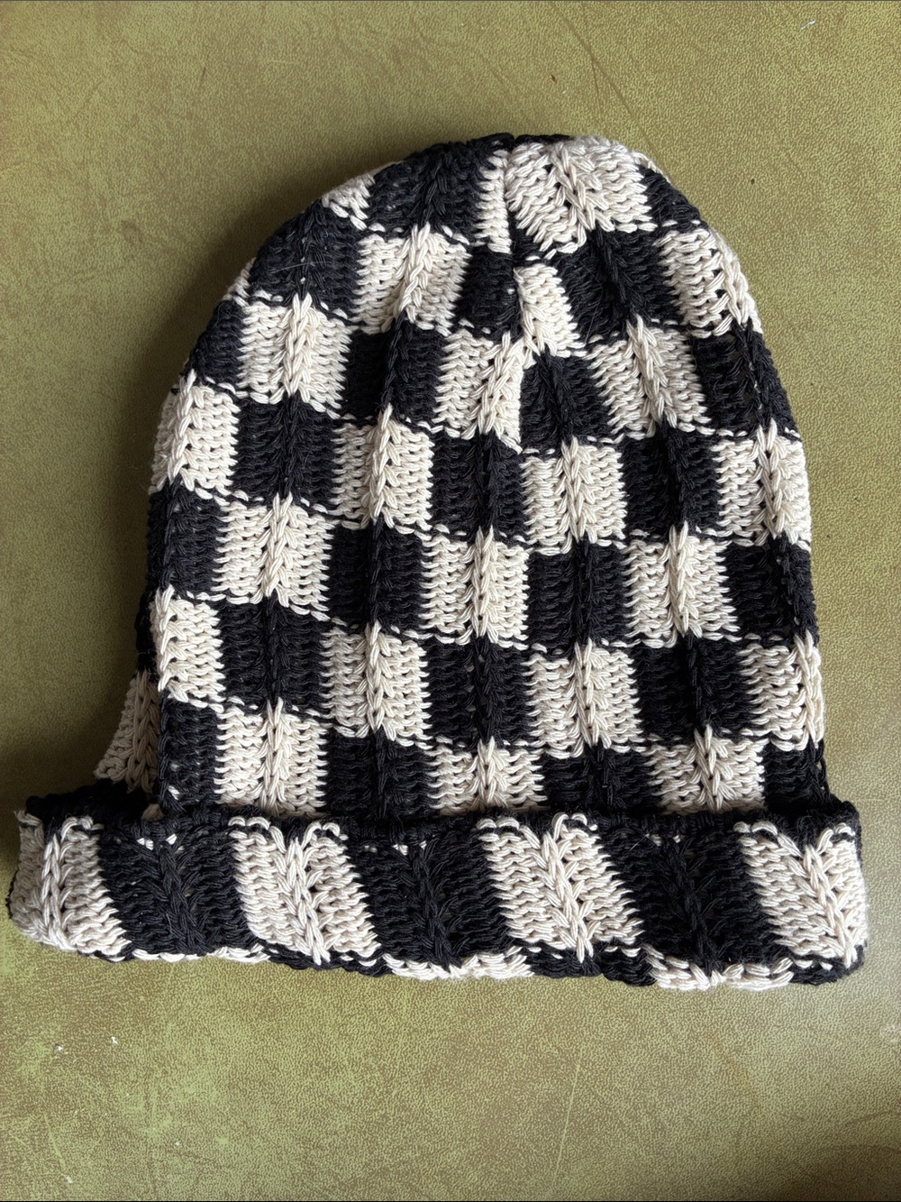 😎 Knit Checkerboard cotton blend hat Sundays